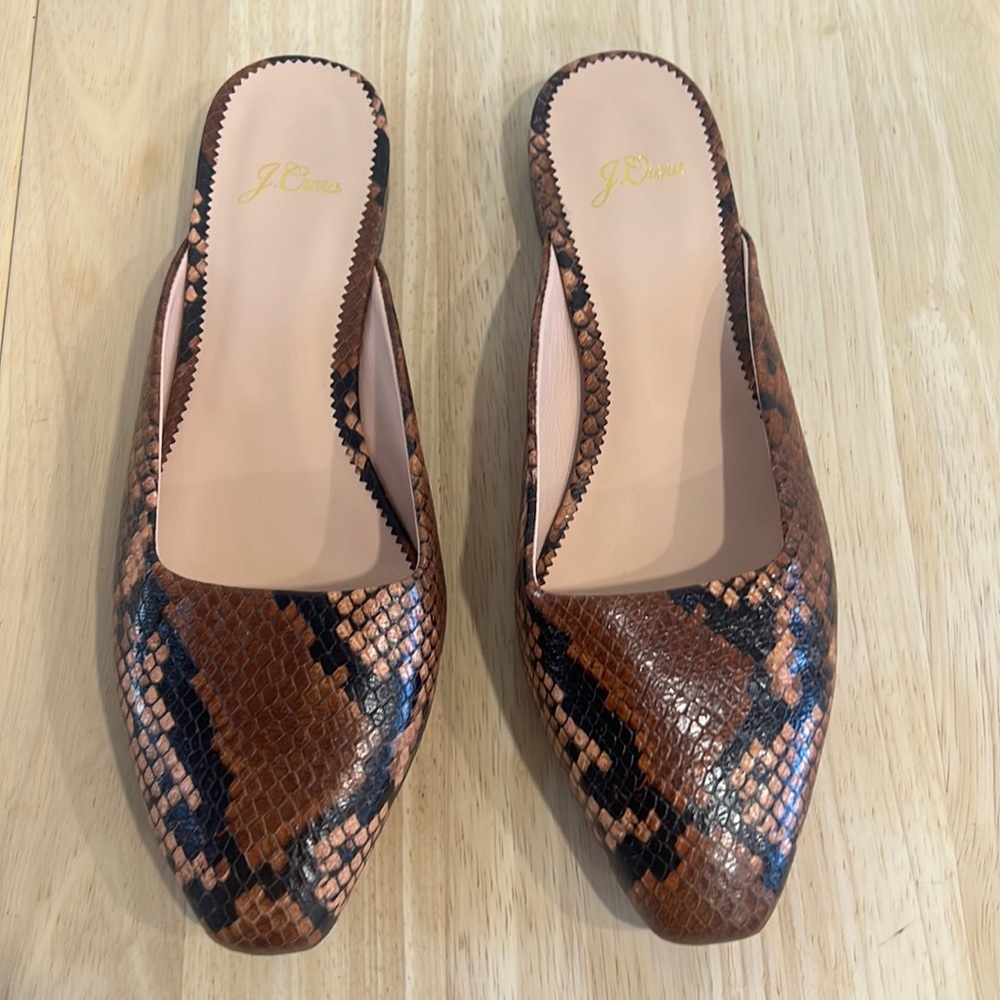 J. Crew Carolyn Mule snakeskin embossed
